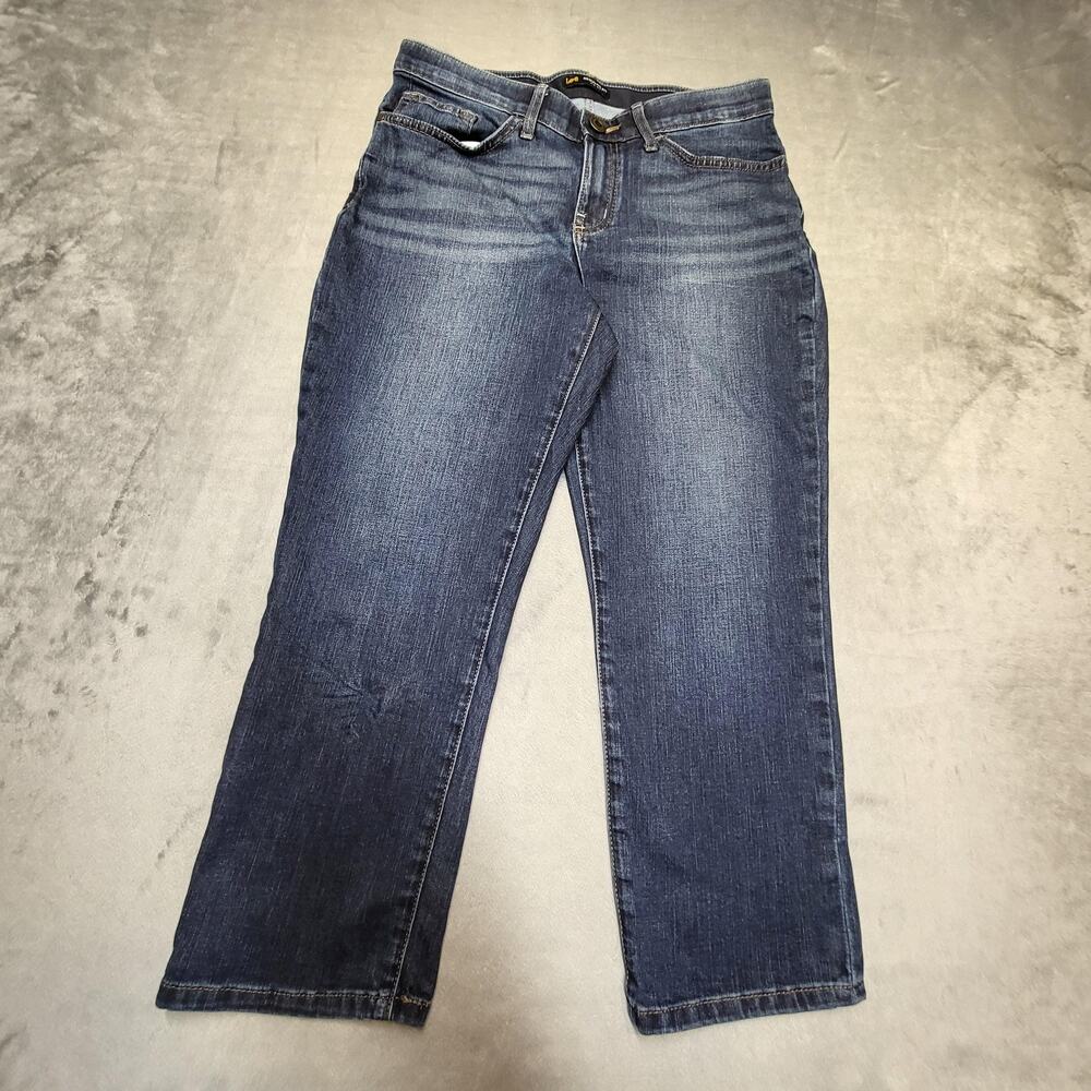 Lee Jeans Womens 6 Blue Straight Mid Rise Stretch Regular Fit